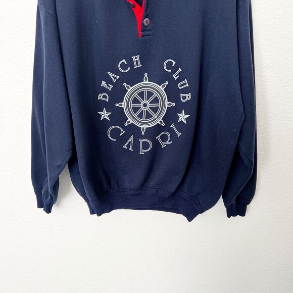 [Vintage] Navy Capri Beach Club Graphic Print Oversized Sweatshirt Size Medium M - Picture 6 of 12